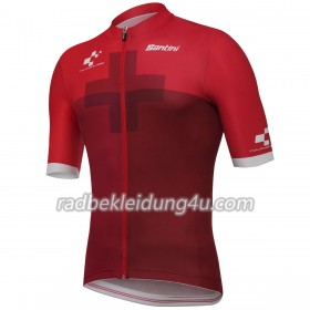 Set Rotes Kurzarmtrikot + Trägerhose 2018 Tour de Suisse